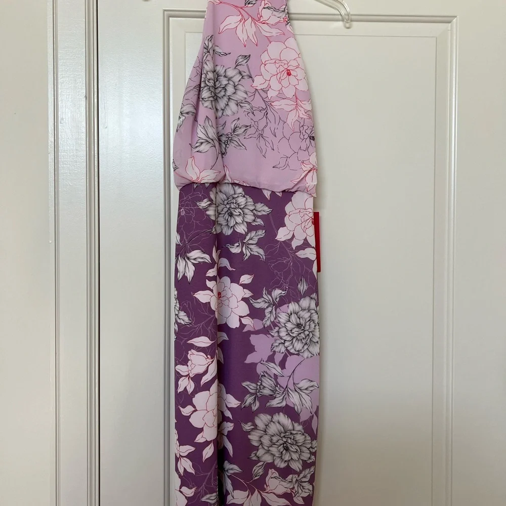 Badgley Mischka Purple and Pink Floral Dress - Picture 3 of 3